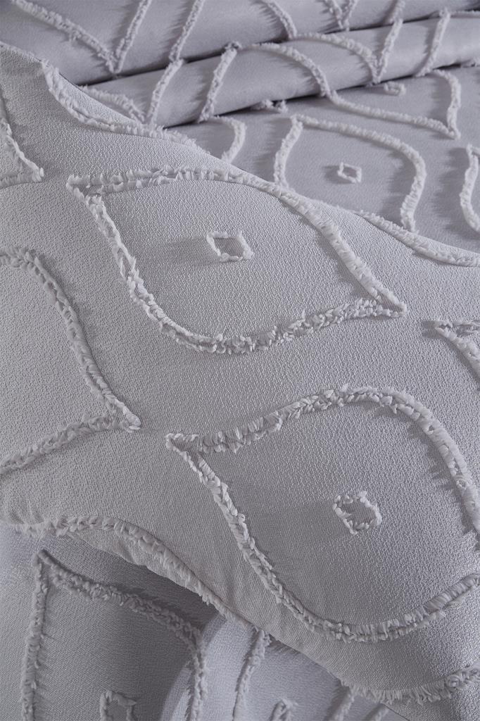 Çeyiz Diyarı Pirot 3 Parça Çift Kişilik Pike Takımı Gri - 5