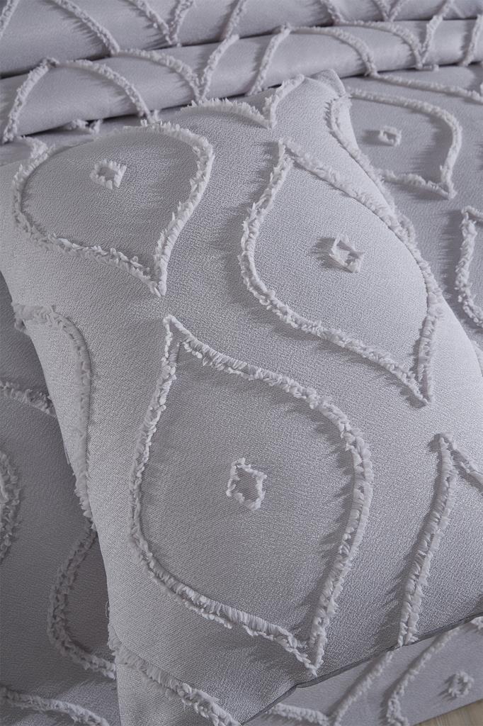 Çeyiz Diyarı Pirot 3 Parça Çift Kişilik Pike Takımı Gri - 6