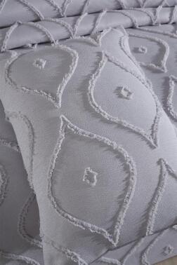 Çeyiz Diyarı Pirot 3 Parça Çift Kişilik Pike Takımı Gri - 6