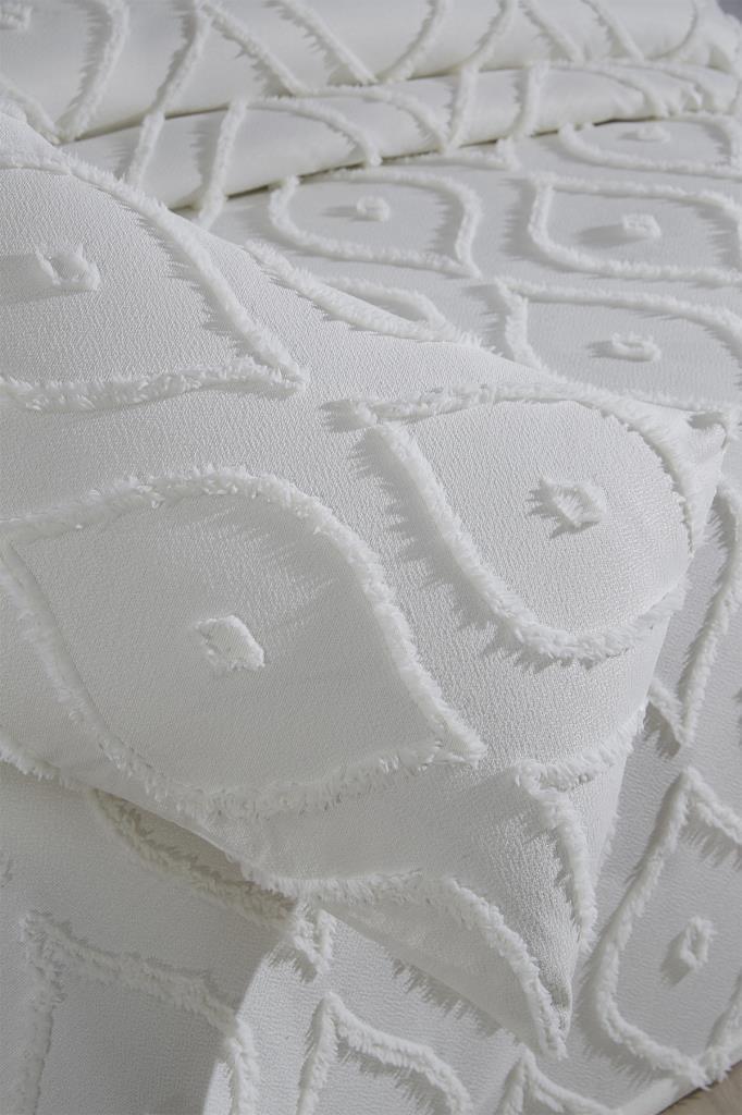 Çeyiz Diyarı Pirot 3 Parça Çift Kişilik Pike Takımı Krem - 5