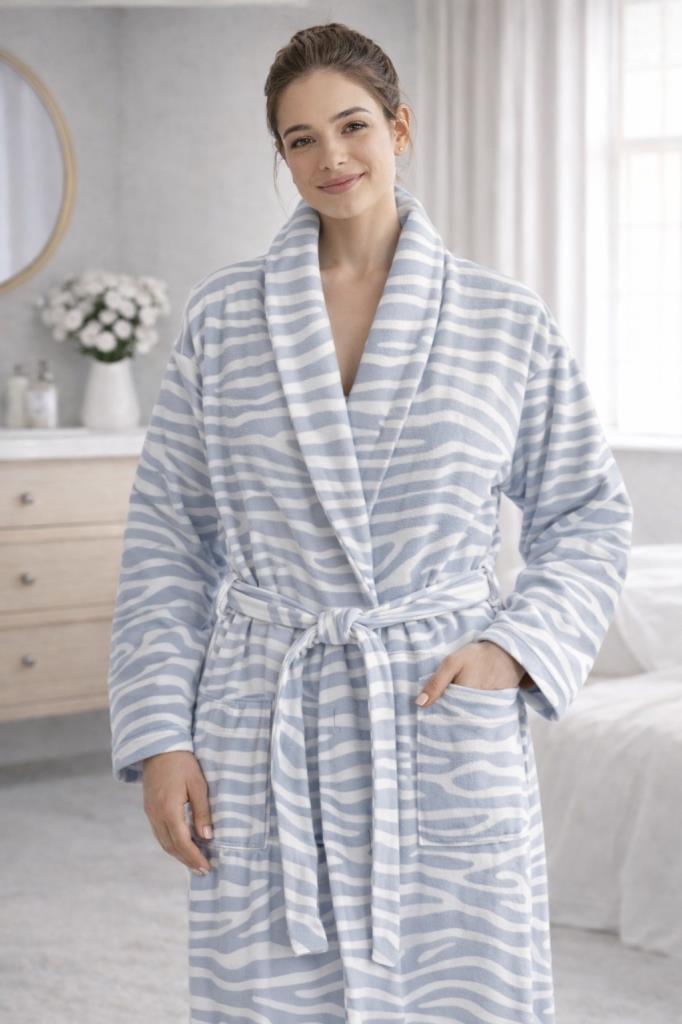 Çeyiz Diyarı Pudrisa Şal Yaka Tek Bornoz - 1