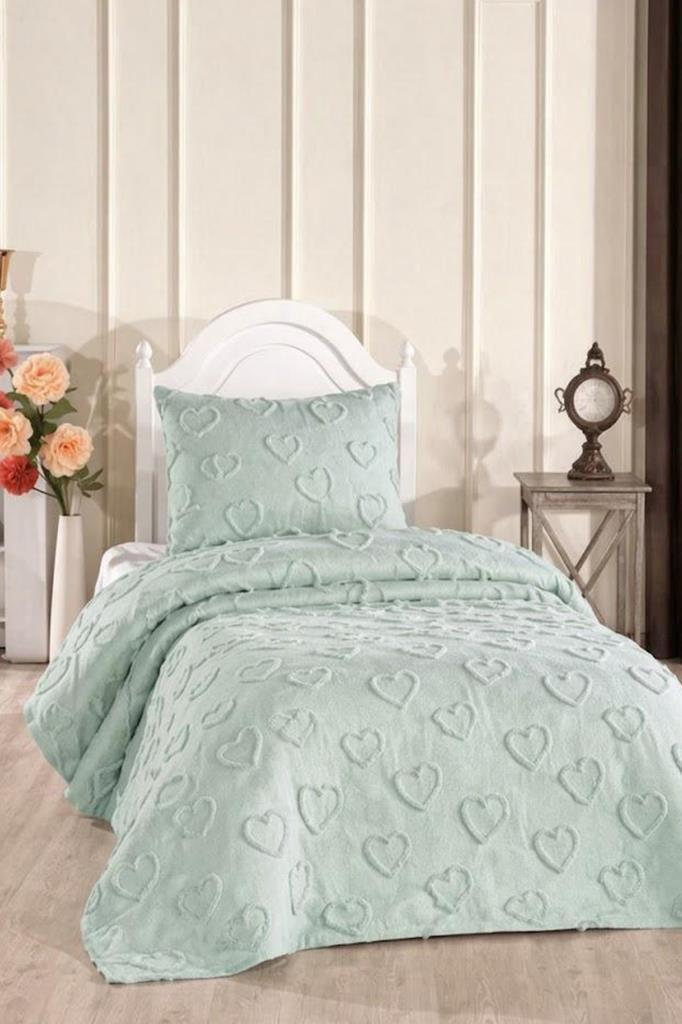 Çeyiz Diyarı Pure Love 2 Parça Tek Kişilik Pike Takımı Adaçayı - 1