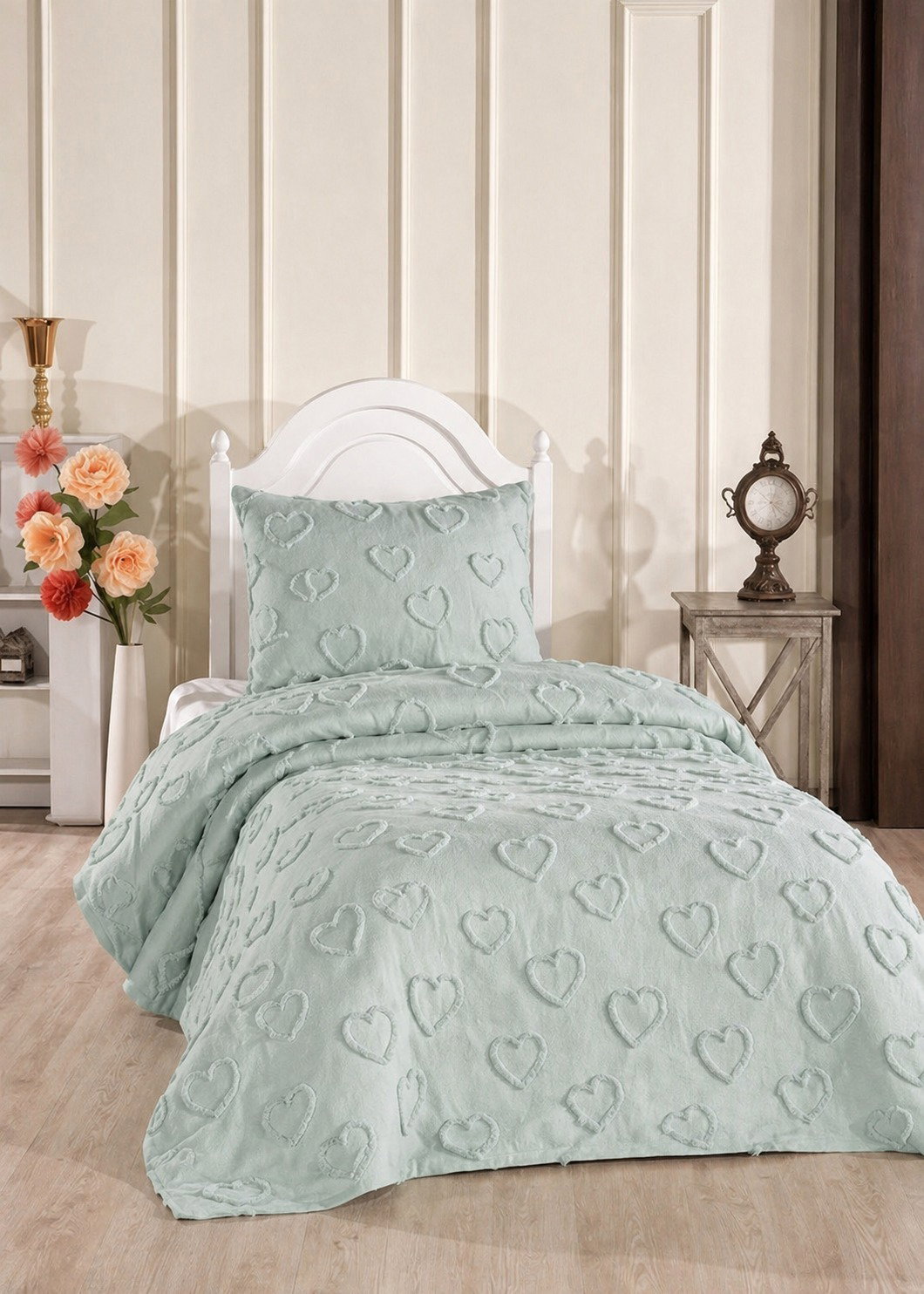 Çeyiz Diyarı Pure Love 2 Parça Tek Kişilik Pike Takımı Adaçayı - 1