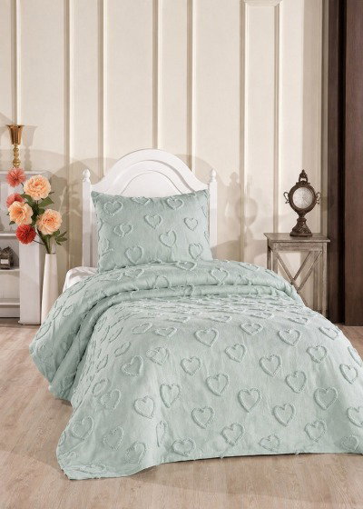 Çeyiz Diyarı Pure Love 2 Parça Tek Kişilik Pike Takımı Adaçayı - Çeyiz Diyarı