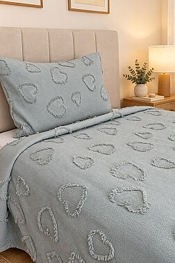 Çeyiz Diyarı Pure Love 2 Parça Tek Kişilik Pike Takımı Adaçayı - 4