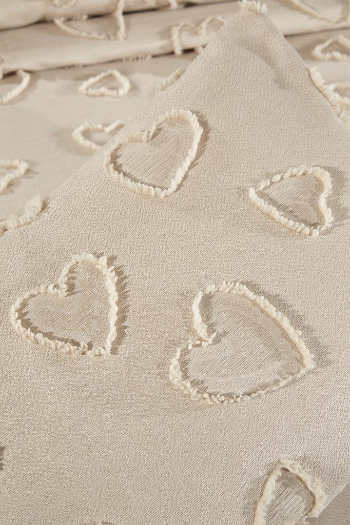 Çeyiz Diyarı Pure Love 2 Parça Tek Kişilik Pike Takımı Bej - 3