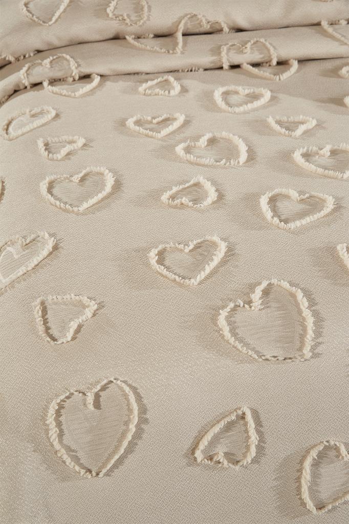 Çeyiz Diyarı Pure Love 2 Parça Tek Kişilik Pike Takımı Bej - 4