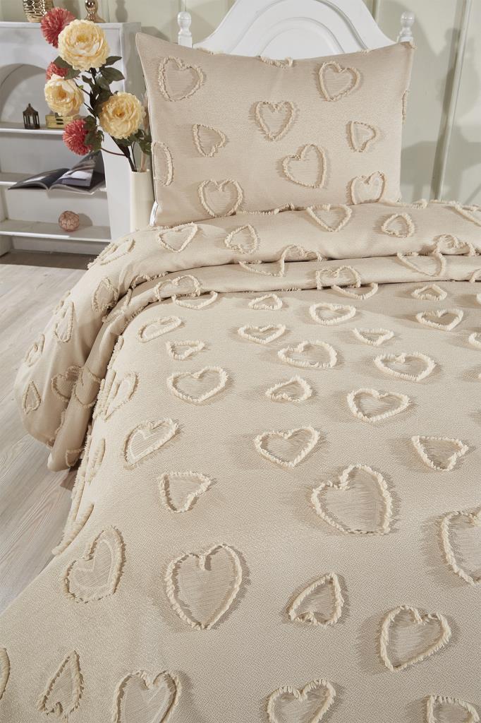 Çeyiz Diyarı Pure Love 2 Parça Tek Kişilik Pike Takımı Bej - 7