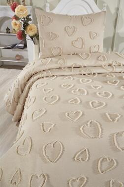 Çeyiz Diyarı Pure Love 2 Parça Tek Kişilik Pike Takımı Bej - 7