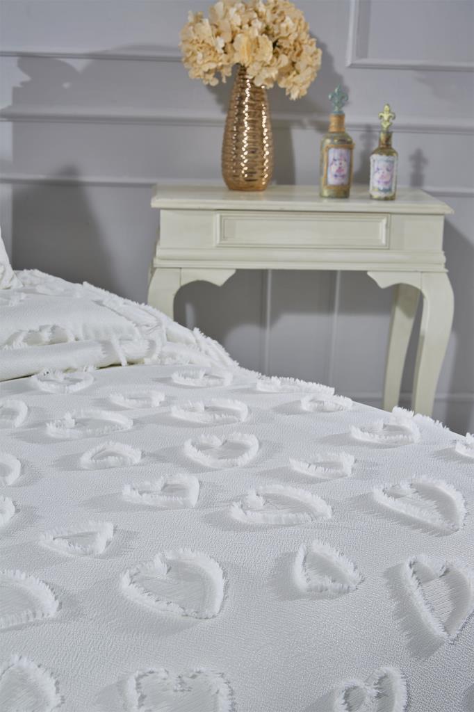 Çeyiz Diyarı Pure Love 2 Parça Tek Kişilik Pike Takımı Krem - 4