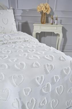 Çeyiz Diyarı Pure Love 2 Parça Tek Kişilik Pike Takımı Krem - 5