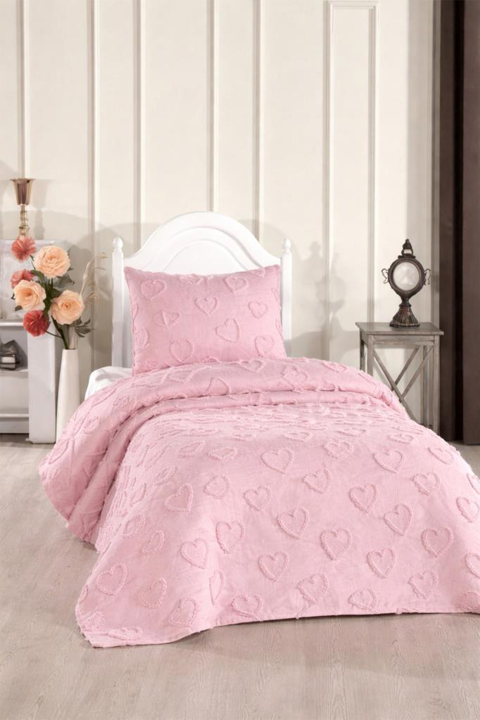 Çeyiz Diyarı Pure Love 2 Parça Tek Kişilik Pike Takımı Pudra - 1