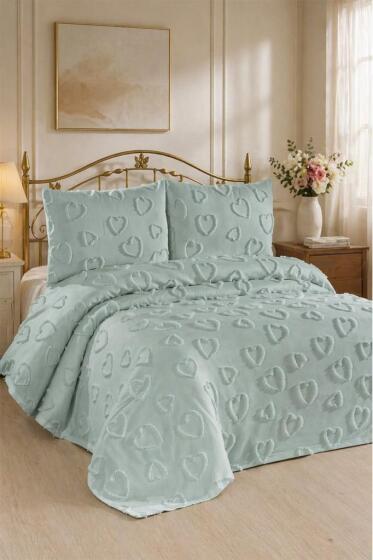 Çeyiz Diyarı Pure Love 3 Parça Çift Kişilik Pike Takımı Adaçayı - Çeyiz Diyarı