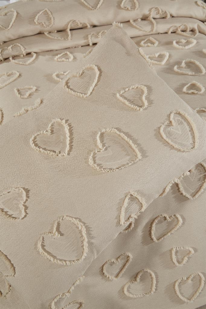 Çeyiz Diyarı Pure Love 3 Parça Çift Kişilik Pike Takımı Bej - 6