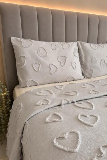 Çeyiz Diyarı Pure Love 3 Parça Çift Kişilik Pike Takımı Gri - Çeyiz Diyarı (1)