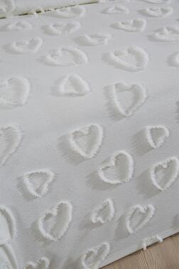 Çeyiz Diyarı Pure Love 3 Parça Çift Kişilik Pike Takımı Krem - 6