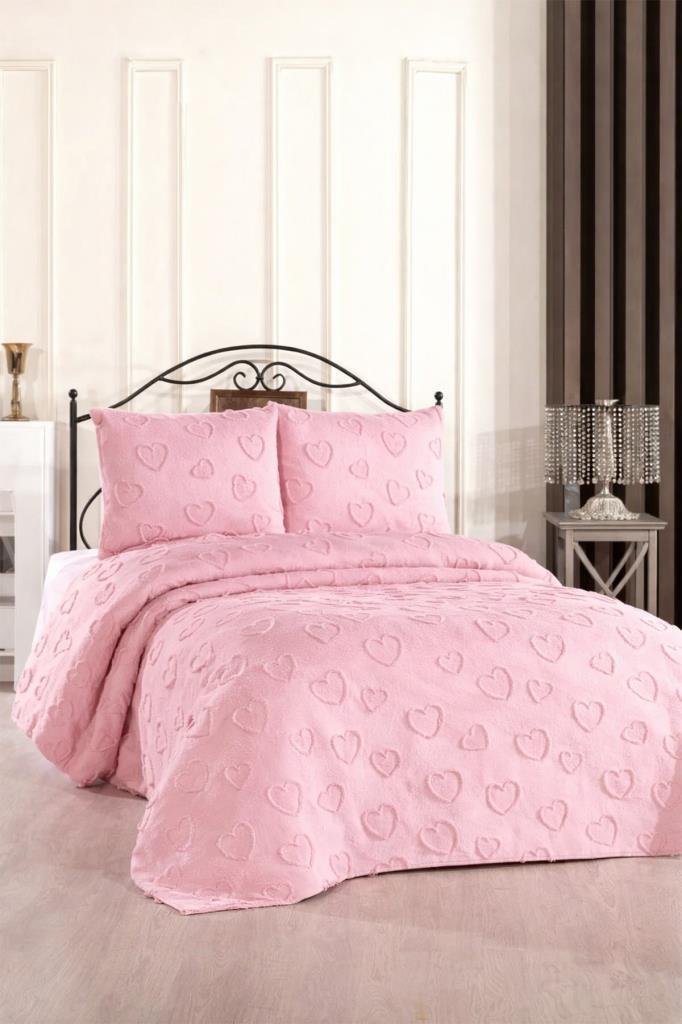 Çeyiz Diyarı Pure Love 3 Parça Çift Kişilik Pike Takımı Pudra - 1