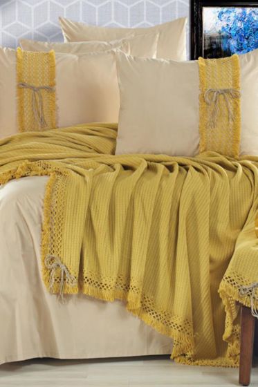 Çeyiz Diyarı Rapunzel Pike Takımı 6 Parça Hardal Bej - Çeyiz Diyarı (1)