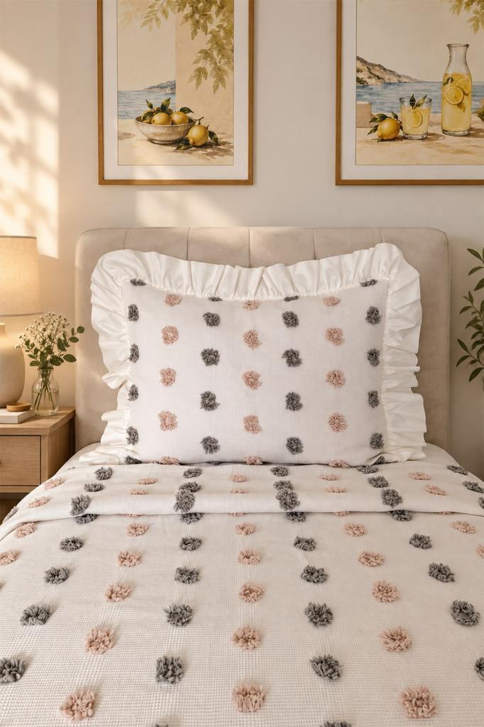 Çeyiz Diyarı Ruffle Lunessa 2 Parça Tek Kişilik Pike Takımı - 3