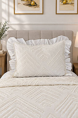 Çeyiz Diyarı Ruffle Pine 2 Parça Tek Kişilik Pike Takımı Krem - 2