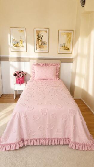 Çeyiz Diyarı Ruffle Pure Love 2 Parça Tek Kişilik Pike Takımı Pudra - Çeyiz Diyarı (1)