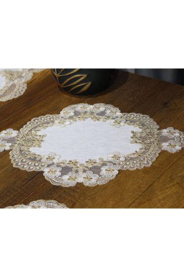 Çeyiz Diyarı Safir 5 Parça Keten Salon Takımı Krem Kahve - Çeyiz Diyarı (1)