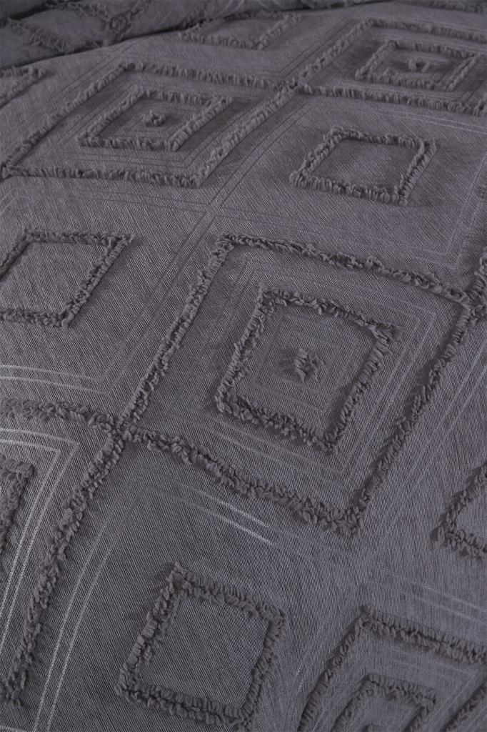 Çeyiz Diyarı Samira 2 Parça Tek Kişilik Pike Takımı Antrasit - 3