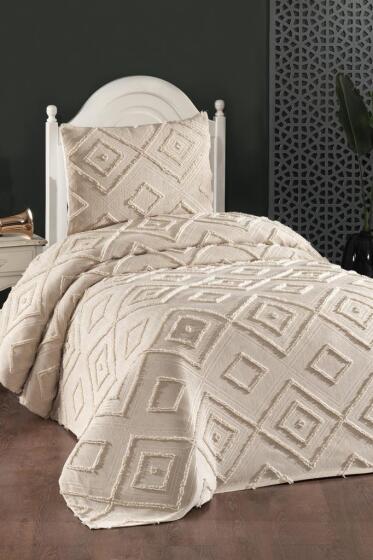 Çeyiz Diyarı Samira 2 Parça Tek Kişilik Pike Takımı Bej - Çeyiz Diyarı