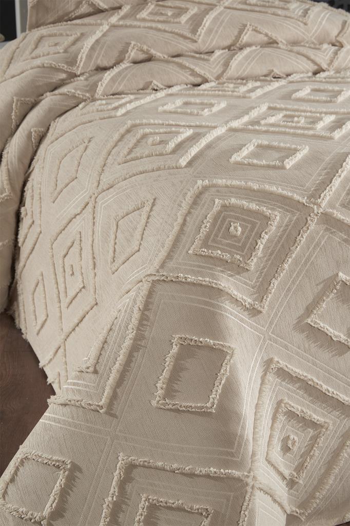 Çeyiz Diyarı Samira 2 Parça Tek Kişilik Pike Takımı Bej - 2