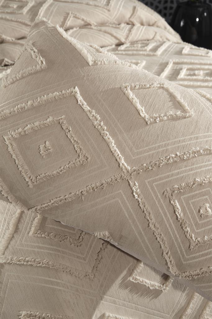 Çeyiz Diyarı Samira 2 Parça Tek Kişilik Pike Takımı Bej - 4