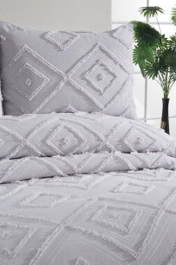 Çeyiz Diyarı Samira 2 Parça Tek Kişilik Pike Takımı Gri - 2