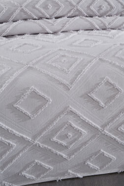 Çeyiz Diyarı Samira 2 Parça Tek Kişilik Pike Takımı Gri - 3