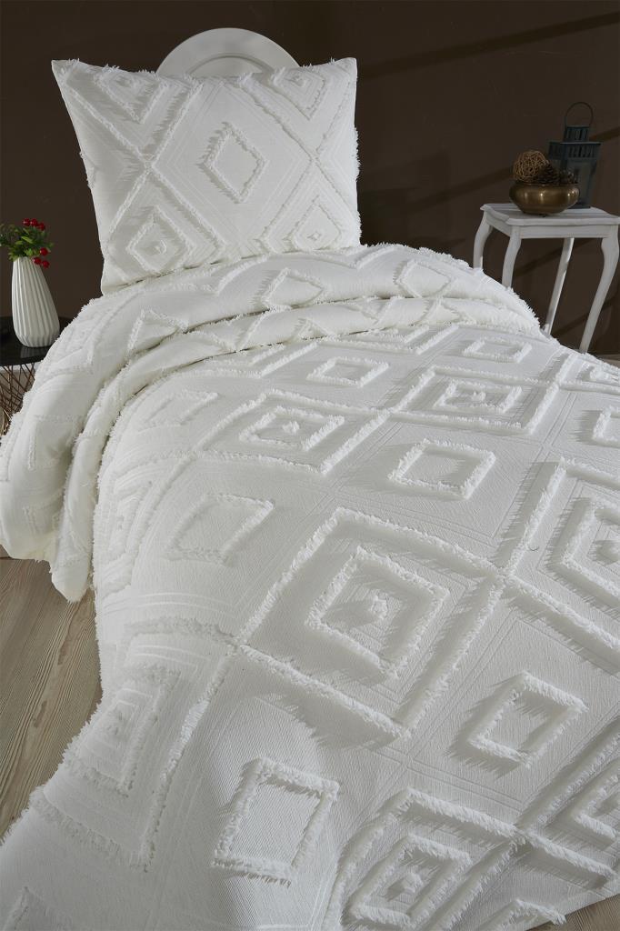 Çeyiz Diyarı Samira 2 Parça Tek Kişilik Pike Takımı Krem - 2