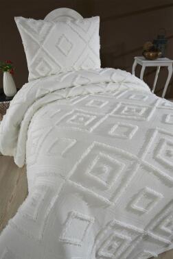 Çeyiz Diyarı Samira 2 Parça Tek Kişilik Pike Takımı Krem - 2