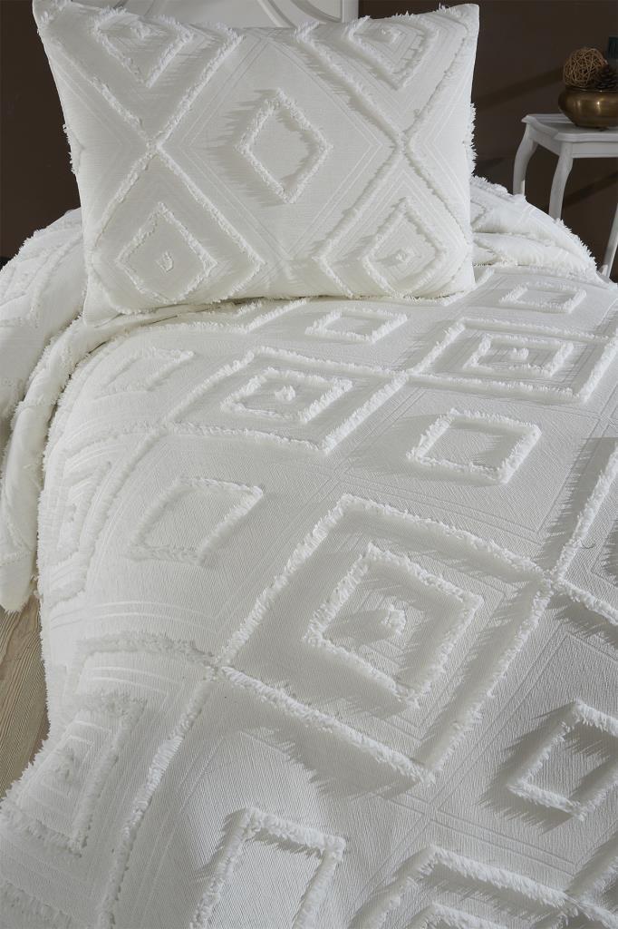 Çeyiz Diyarı Samira 2 Parça Tek Kişilik Pike Takımı Krem - 3