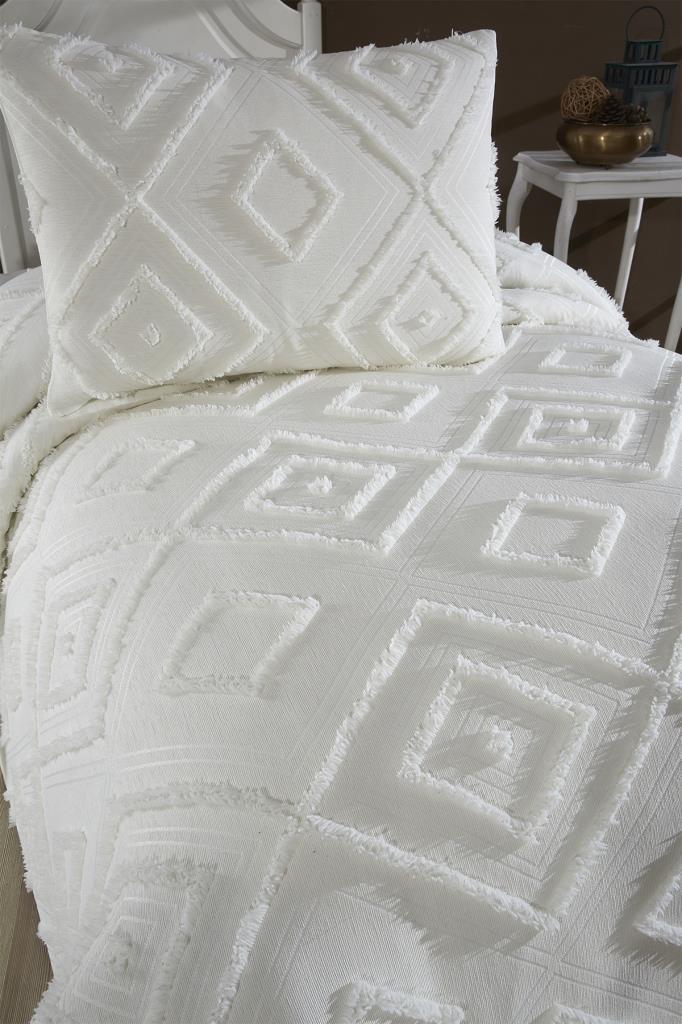 Çeyiz Diyarı Samira 2 Parça Tek Kişilik Pike Takımı Krem - 4