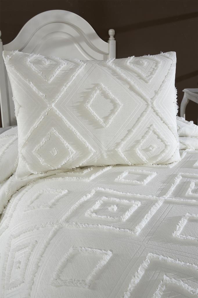 Çeyiz Diyarı Samira 2 Parça Tek Kişilik Pike Takımı Krem - 5