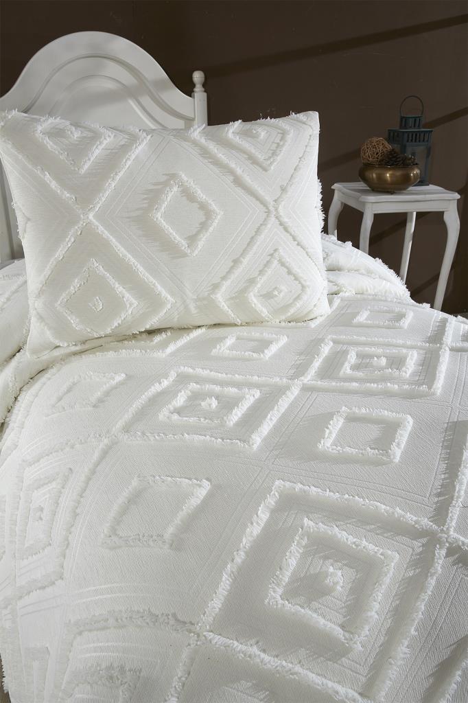 Çeyiz Diyarı Samira 2 Parça Tek Kişilik Pike Takımı Krem - 7