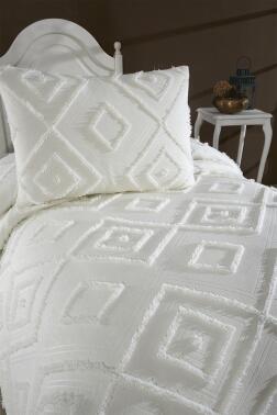 Çeyiz Diyarı Samira 2 Parça Tek Kişilik Pike Takımı Krem - 7