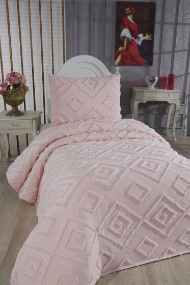 Çeyiz Diyarı Samira 2 Parça Tek Kişilik Pike Takımı Pudra - Çeyiz Diyarı (1)