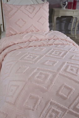 Çeyiz Diyarı Samira 2 Parça Tek Kişilik Pike Takımı Pudra - 3