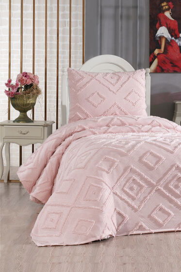 Çeyiz Diyarı Samira 2 Parça Tek Kişilik Pike Takımı Pudra - Çeyiz Diyarı