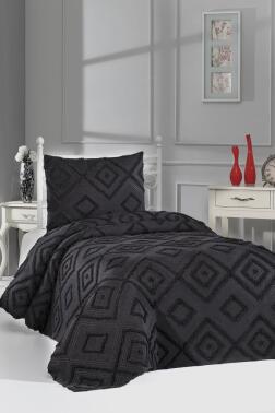 Çeyiz Diyarı Samira 2 Parça Tek Kişilik Pike Takımı Siyah - 1