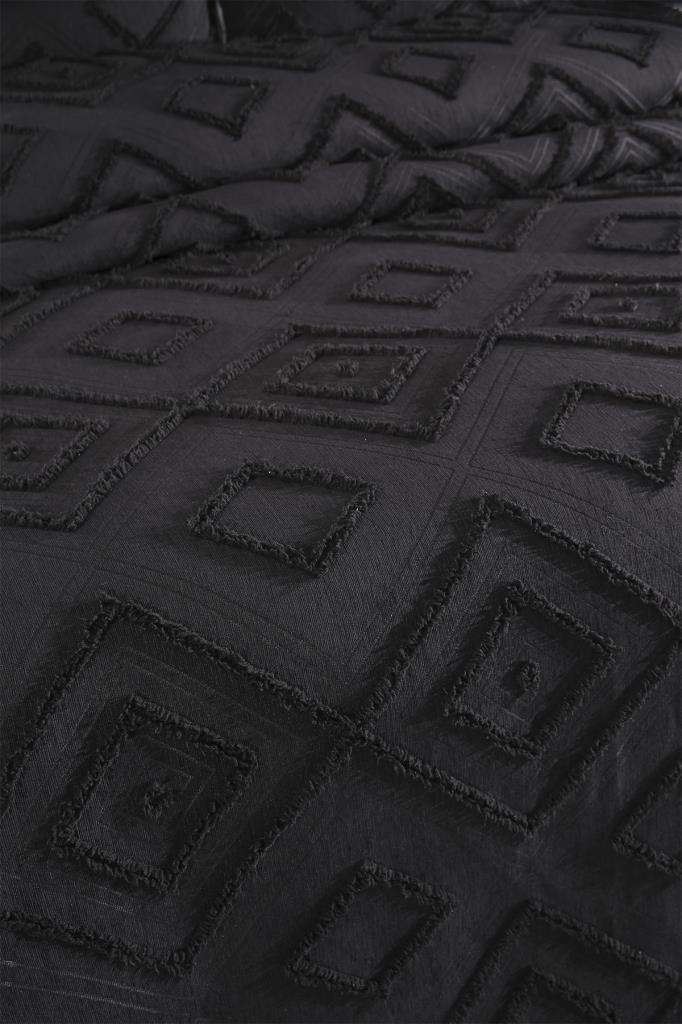 Çeyiz Diyarı Samira 2 Parça Tek Kişilik Pike Takımı Siyah - 2