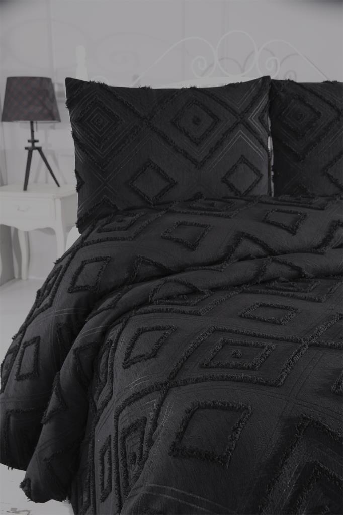 Çeyiz Diyarı Samira 2 Parça Tek Kişilik Pike Takımı Siyah - 3