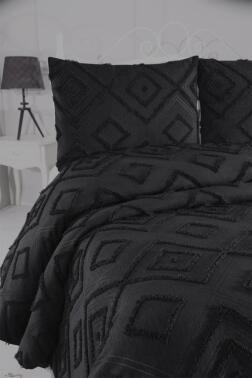 Çeyiz Diyarı Samira 2 Parça Tek Kişilik Pike Takımı Siyah - 3