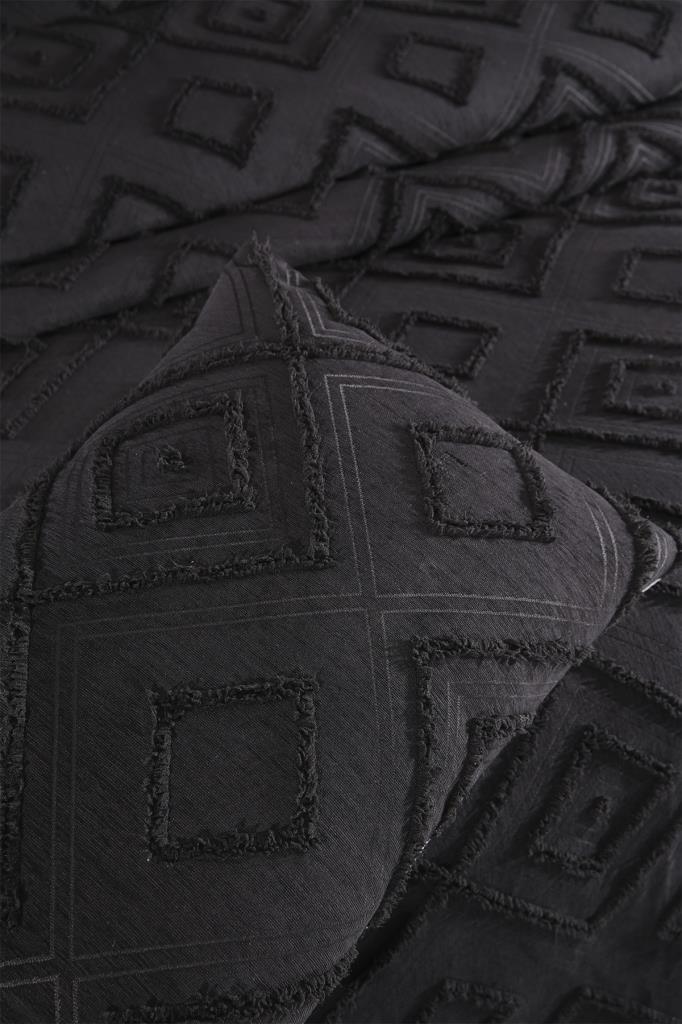 Çeyiz Diyarı Samira 2 Parça Tek Kişilik Pike Takımı Siyah - 4