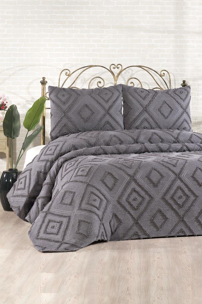 Çeyiz Diyarı Samira 3 Parça Çift Kişilik Pike Takımı Antrasit - 1