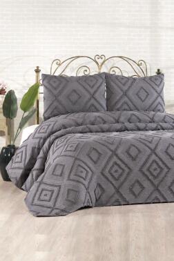 Çeyiz Diyarı Samira 3 Parça Çift Kişilik Pike Takımı Antrasit - 1