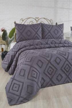 Çeyiz Diyarı Samira 3 Parça Çift Kişilik Pike Takımı Antrasit - 2